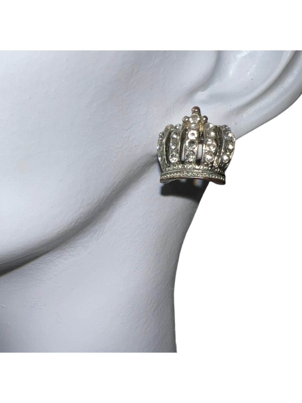 Crown Stud Earrings Royal Crystal Rhinestone Statement